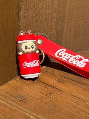 New Coca Cola Red Character Kids Bag Keychain Lafufu Charm